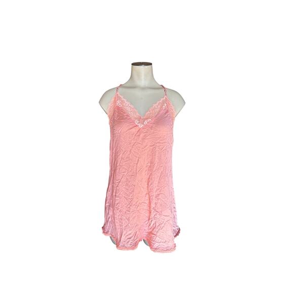 Victoria’s Secret Silk Blend Lingerie Slip Dress Peach Lace Trim Y2K Women’s M - Picture 1 of 9
